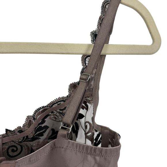 Soma Womens Brown Embroidered Lace Unlined Wired Back Close Sheer Bra sz 34C - Picture 11 of 16